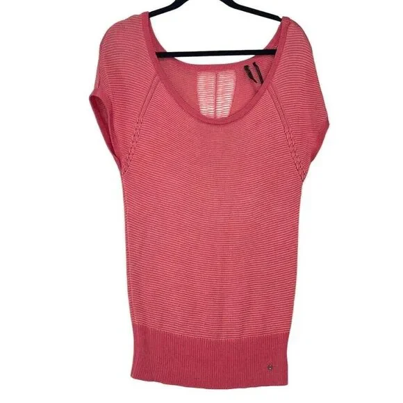 GUESS Los Angeles Womens Small Top Open Knit Coral Sweater - Picture 1 of 14